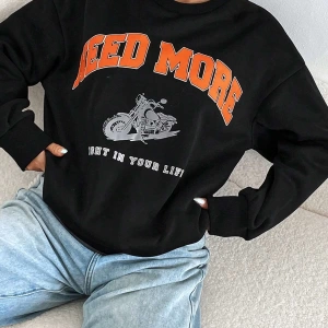 Coke serisi Motorcycle & Letter Graphic Drop Shoulder Sweatshirt
