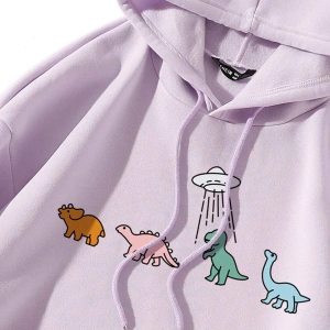 Coke serisi SHEIN Qutie Cartoon Graphic Drop Shoulder Drawstring Thermal Lined Hoodie