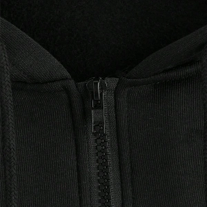 Coke serisi Slogan & Butterfly Print Drop Shoulder Drawstring Zipper Thermal Lined Hoodie