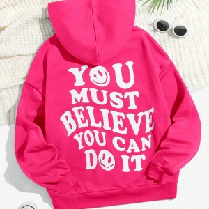 Coke serisi Slogan & Cartoon Graphic Hoodie