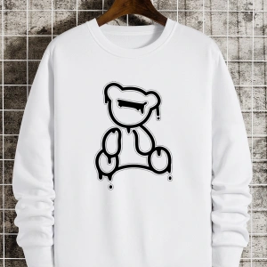 Coko serisi Bear Print Lined Sweatshirt