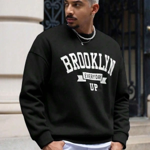 Coko serisi Manfinity Sporsity Letter Graphic Drop Shoulder Sweatshirt