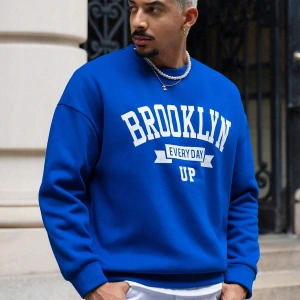 Coko serisi Manfinity Sporsity Letter Graphic Drop Shoulder Sweatshirt