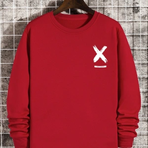 Coko serisi Slogan & Brush Print Lined Pullover