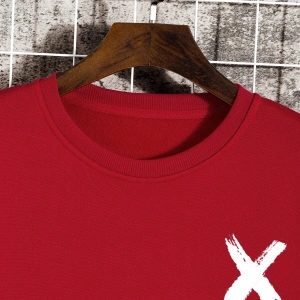 Coko serisi Slogan & Brush Print Lined Pullover