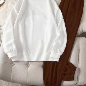 Comfortcana 2li Büyük Beden Kadın Harf Baskılı Sweatshirt ve Eşofman Altı Takımı