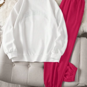 Comfortcana 2li Büyük Beden Kadın Harf Baskılı Sweatshirt ve Eşofman Altı Takımı