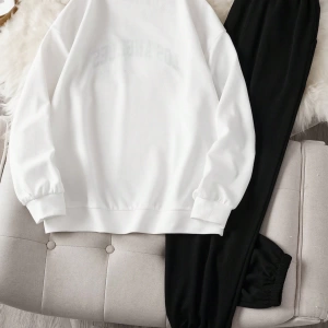 Comfortcana 2li Büyük Beden Kadın Harf Baskılı Sweatshirt ve Eşofman Altı Takımı