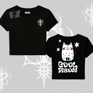 Cool Meow Yazılı Sevimli Kedi Arka Baskılı Babby Tee Tshirt