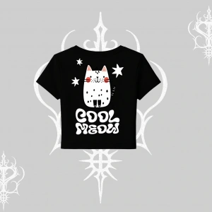 Cool Meow Yazılı Sevimli Kedi Arka Baskılı Babby Tee Tshirt