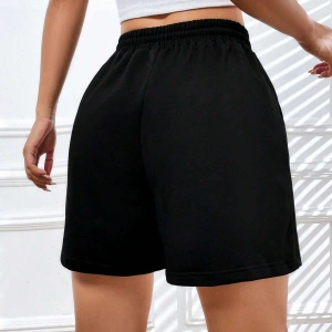 Coolane Butterfly & Letter Graphic Drawstring Waist Şort