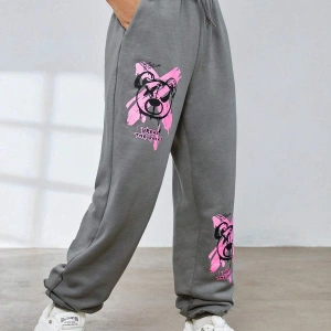 Coolane Cartoon and Graphic Drawstring Waist Slant Pocket 4 Mevsim Eşofman