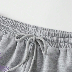 Coolane Cartoon & Letter Graphic Drawstring Waist Şort