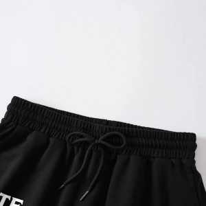 Coolane Cartoon & Slogan Graphic Drawstring Waist Şort