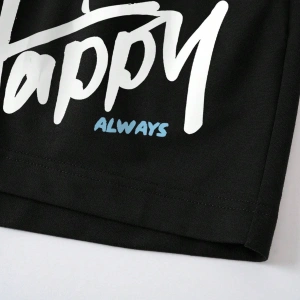 Coolane Cartoon & Slogan Graphic Drawstring Waist Şort