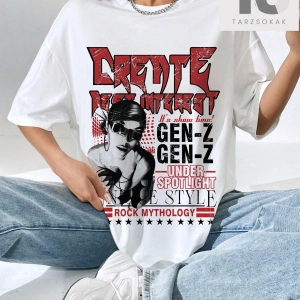 Coolane Figürlü ve Sloganlı Grafik Düşük Omuzlu Tişört