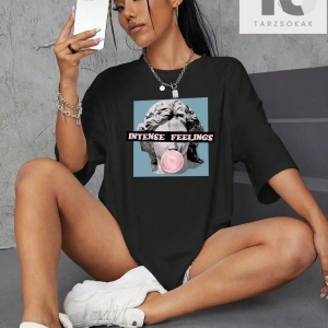 Coolane Figürlü ve Sloganlı Grafik Düşük Omuzlu Tişört