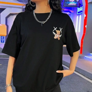 Coolane Gülümseyen Teddy Bear Sırtlı Baskılı Tişört