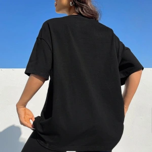 Coolane Kadın Günlük Basit Karikatür Mektup Baskı Kısa Kollu Yuvarlak Yaka Tişört, Yaza