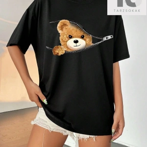 Coolane Letter Grafik Düşük Omuz Oversize Tişört