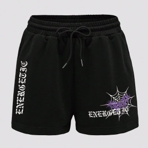 Coolane Letter Graphic Drawstring Waist Şort