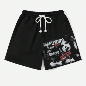 Coolane Letter Graphic Drawstring Waist Şort