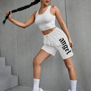 Coolane Letter Graphic Knot Front Track Şort