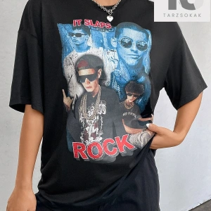 Coolane Şekilli ve Harfli Grafik Düşük Omuzlu Tişört