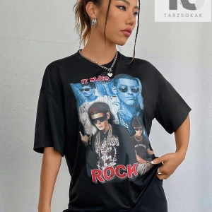 Coolane Şekilli ve Harfli Grafik Düşük Omuzlu Tişört