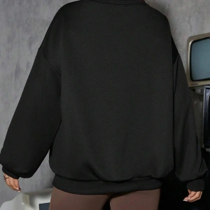 Coolane Skeleton & Letter Graphic Drop Shoulder Sweatshirt Siyah