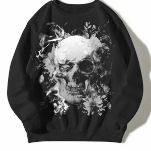 Coolane Skull Print Drop Shoulder Sweatshirt Siyah