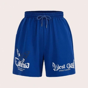 Coolane Slogan Graphic Drawstring Waist Şort
