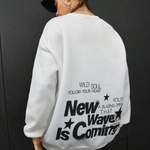 Coolane Sloganlı Grafik Düşük Sweat Beyaz