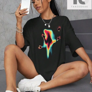 Coolane Sloganlı ve Kelebek Baskılı Düşük Omuzlu Tişört