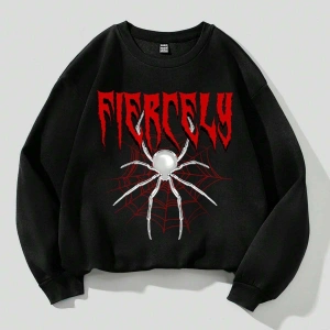 Coolane Spider & Letter Grafikli Termal Astarlı Sweat Siyah