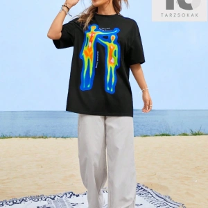 Coolane Vücut Isı Haritası Baskılı Omuz Tişörtü