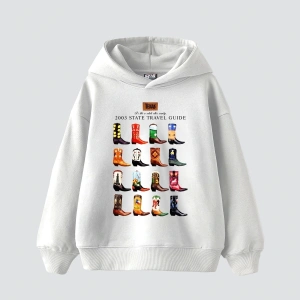 Cowboy Boots Baskılı Oversize Unisex Beyaz