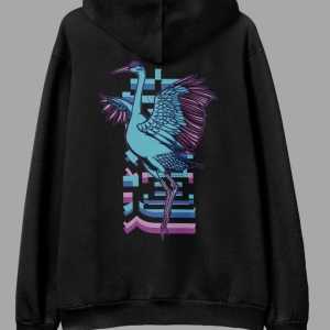 Crane Beyaz Oversize Unisex Kapüşonlu Sweatshirt Hoodie