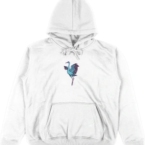 Crane Beyaz Oversize Unisex Kapüşonlu Sweatshirt Hoodie