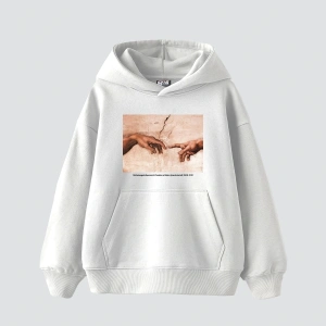 Creation of Adam Baskılı Oversize Unisex Beyaz