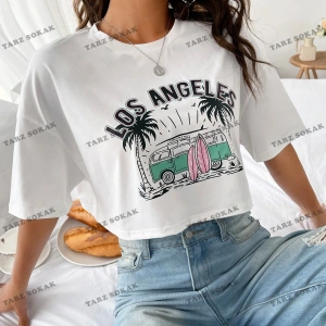 Crop CKOD-232913 Araba ve Harf Grafikli Düşük Omuz