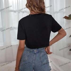 Crop CKOD-232913 Harf Grafikli Kırpma