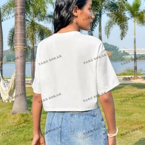 Crop CKOD-232913 Kadın Tropikal Mektup Baskılı Crop CKOD-232913 Top