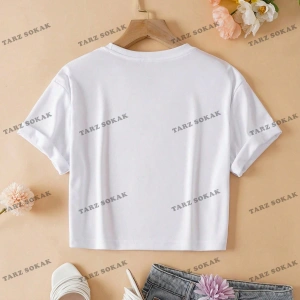 Crop CKOD-232913 Kalpli ve Sloganlı Grafik