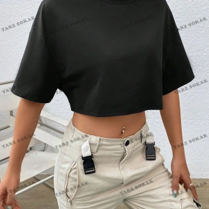 Crop CKOD-232913 Katı Düşük Omuz Kısa