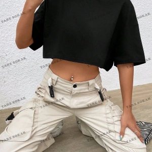 Crop CKOD-232913 Katı Düşük Omuz Kısa