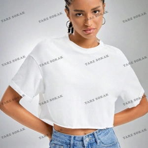 Crop CKOD-232913 Yaz Kıyafetleri Düşük Omuz Düz Crop CKOD-232913 Top