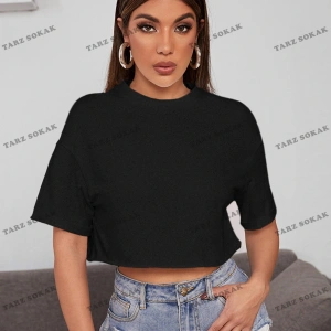 Crop CKOD-232913 Yaz Kıyafetleri Düşük Omuz Düz Crop CKOD-232913 Top