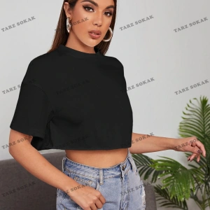 Crop CKOD-232913 Yaz Kıyafetleri Düşük Omuz Düz Crop CKOD-232913 Top