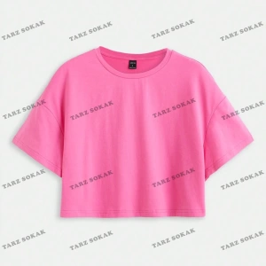 Crop CKOD-232913 Yazılı Baskılı Yuvarlak Yaka Oversize Kısa Kollu Yaza Uygun Kadın